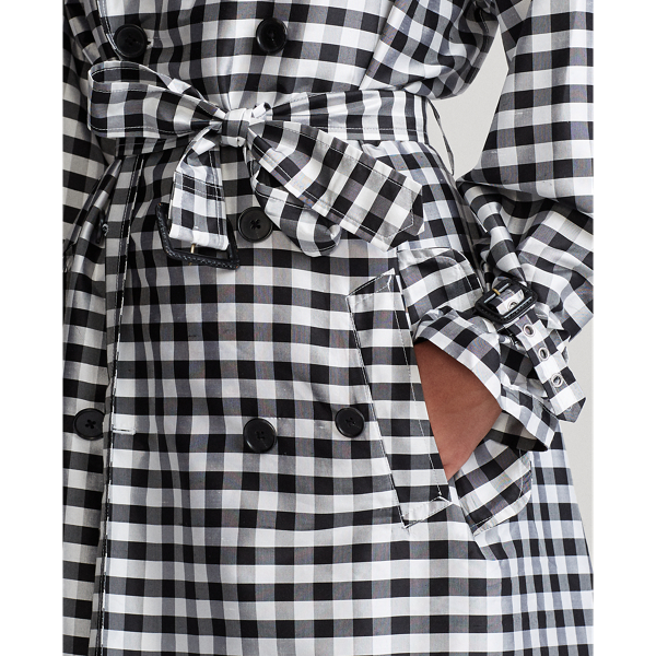 Trench-coat en soie vichy Polo Ralph Lauren en Motif vichy noir-et-blanc 6