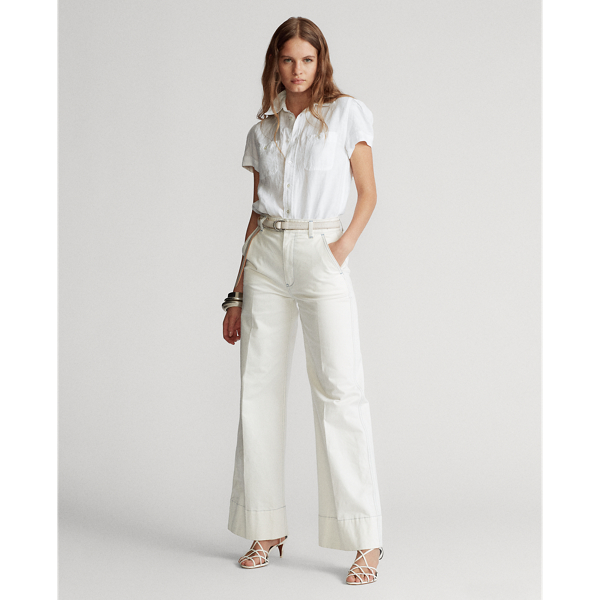 White Linen Short-Sleeve Shirt Polo Ralph Lauren 3