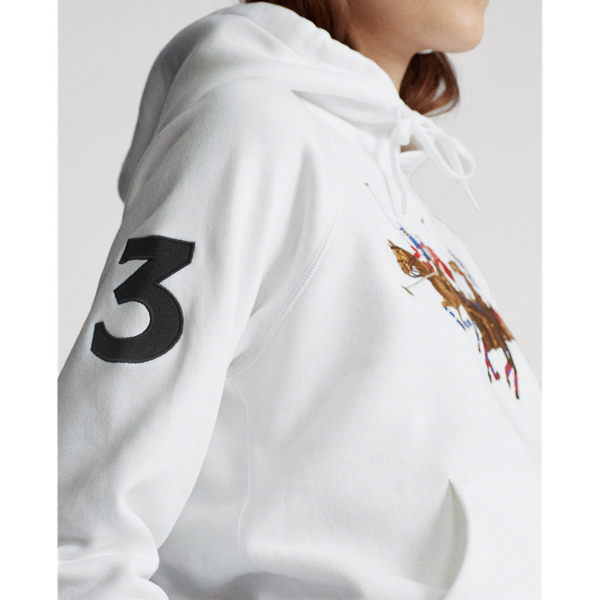 Sudadera con capucha de felpa bordada Polo Ralph Lauren en Blanco 5
