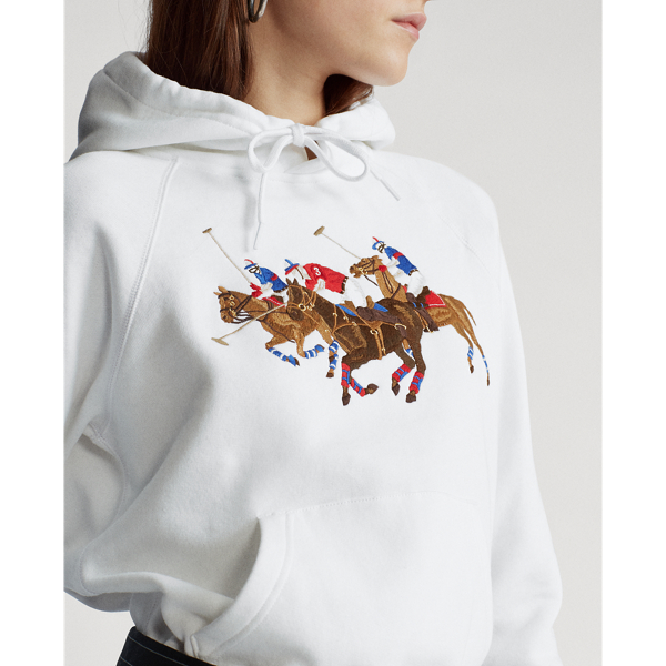 Sudadera con capucha de felpa bordada Polo Ralph Lauren en Blanco 6