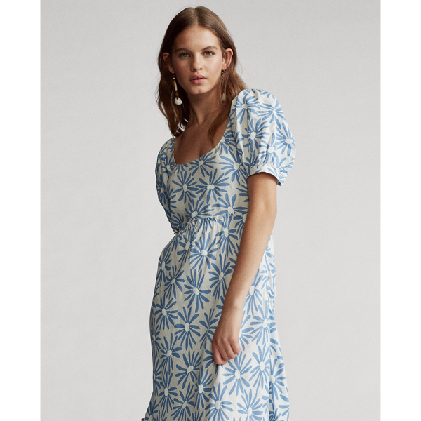Blue Daisy Floral Floral Linen Dress Polo Ralph Lauren 4