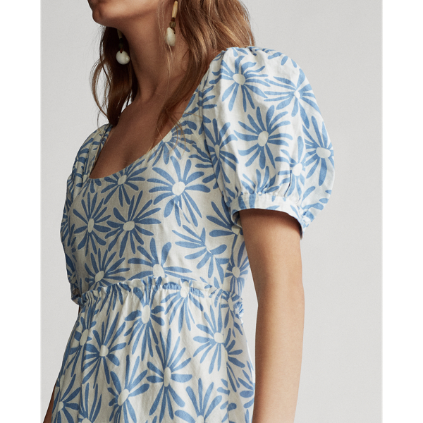 Blue Daisy Floral Floral Linen Dress Polo Ralph Lauren 5