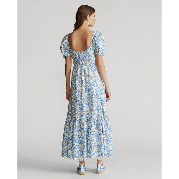 Blue Daisy Floral Floral Linen Dress Polo Ralph Lauren 6