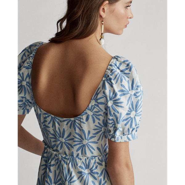 Blue Daisy Floral Floral Linen Dress Polo Ralph Lauren 7