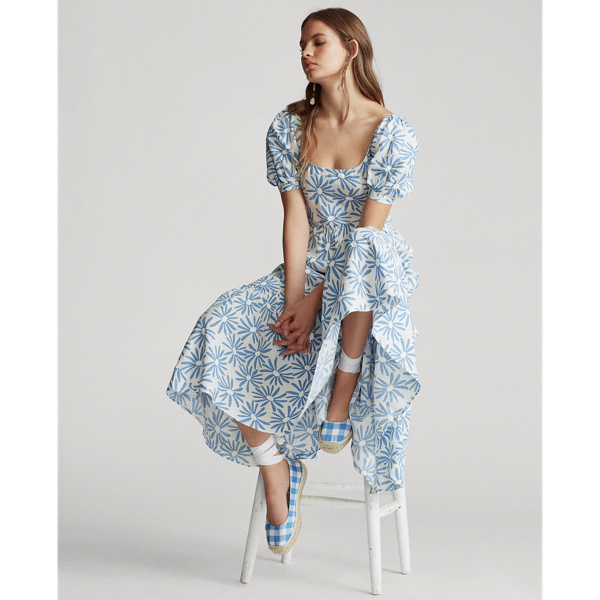 Blue Daisy Floral Floral Linen Dress Polo Ralph Lauren 8