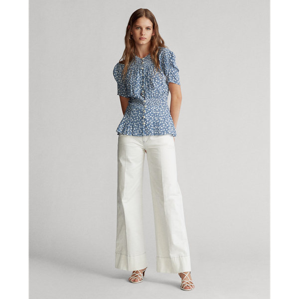Floral Crepe Peplum Blouse Polo Ralph Lauren 3
