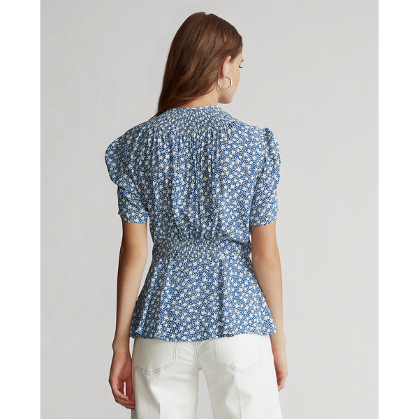 Floral Crepe Peplum Blouse Polo Ralph Lauren 4