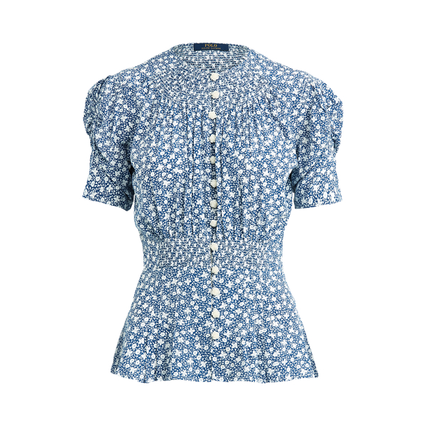 Floral Crepe Peplum Blouse Polo Ralph Lauren 2