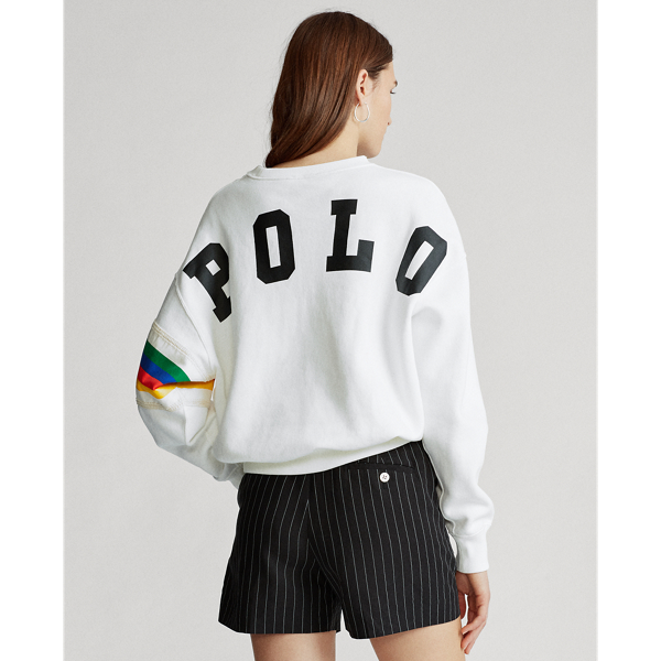 White Rainbow-Trim Fleece Sweatshirt Polo Ralph Lauren 4