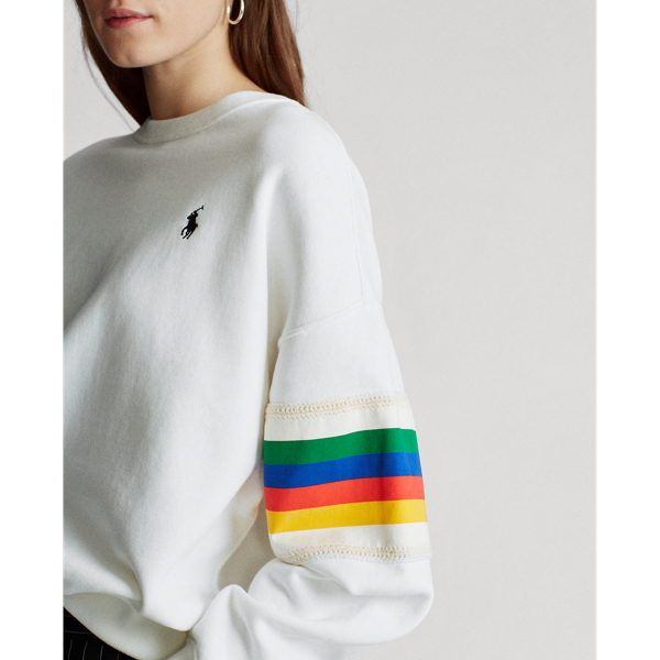 White Rainbow-Trim Fleece Sweatshirt Polo Ralph Lauren 5