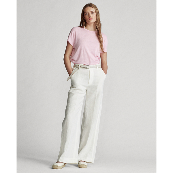 Hint Of Pink Linen Crewneck Tee Polo Ralph Lauren 3