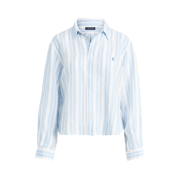 Blue Lagoon/White Striped Linen Shirt Polo Ralph Lauren 2