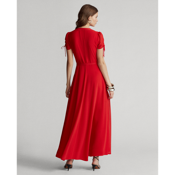 Rl Red Crepe Wrap Dress Polo Ralph Lauren 5