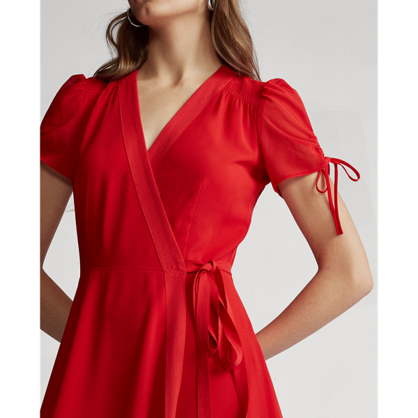 Rl Red Crepe Wrap Dress Polo Ralph Lauren 6