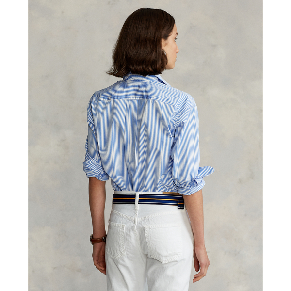 Medium Blue/White Relaxed Fit Striped Cotton Shirt Polo Ralph Lauren 4