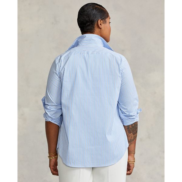 Medium Blue/White Relaxed Fit Striped Cotton Shirt Polo Ralph Lauren 8