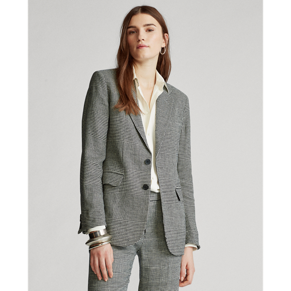 Cream/Black Glen Plaid Glencheck-Blazer aus Leinen Polo Ralph Lauren 1