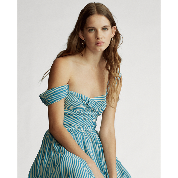 lauren ralph lauren women's striped fit & flare dress Ralph Lauren Womens Navy Striped Sleeveless Scoop Neck MIDI Fit Flare –  Jacks and Gill Apparel main image 0