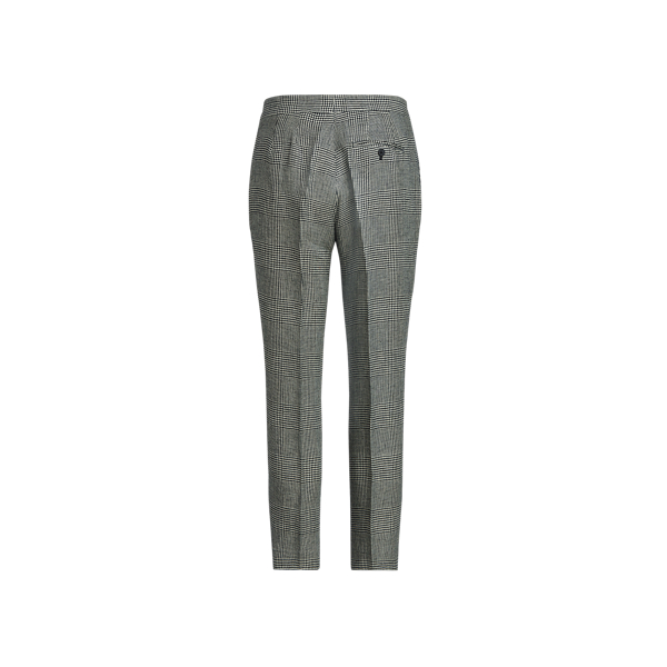 Glen Plaid Linen Pant Polo Ralph Lauren em Cream/Black Glen Plaid 2