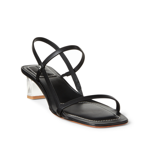 Black Leather Block-Heel Sandal Polo Ralph Lauren 2