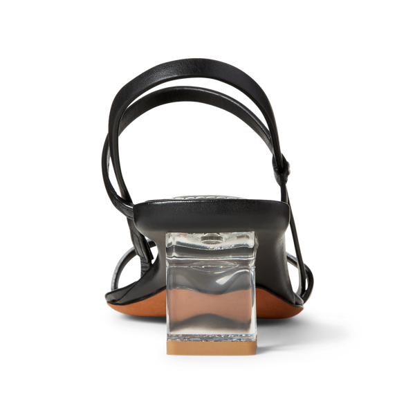 Black Leather Block-Heel Sandal Polo Ralph Lauren 3
