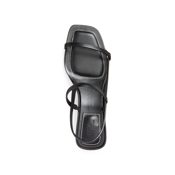 Black Leather Block-Heel Sandal Polo Ralph Lauren 4