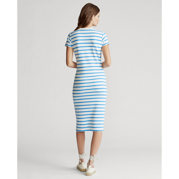 White/Rivera Blue Striped Cotton Dress Polo Ralph Lauren 6