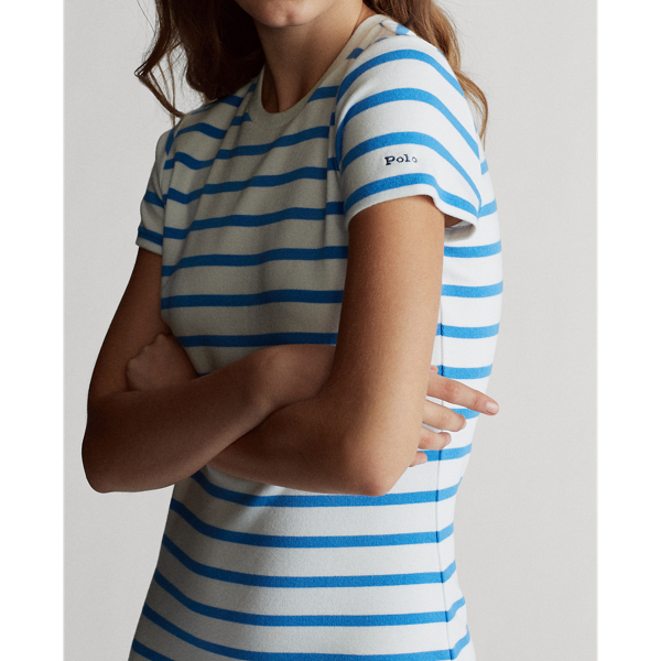 White/Rivera Blue Striped Cotton Dress Polo Ralph Lauren 7