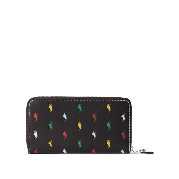 Black Multi Pony Leather Zip Wallet Polo Ralph Lauren 2