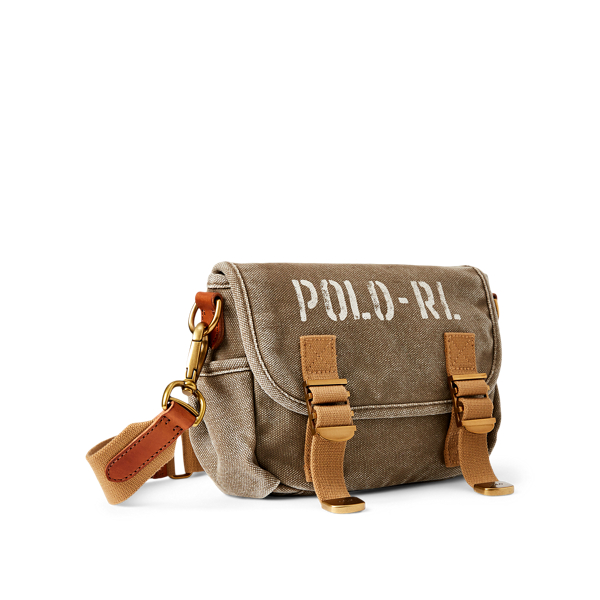 Olive Washed Canvas Messenger Bag Polo Ralph Lauren 2