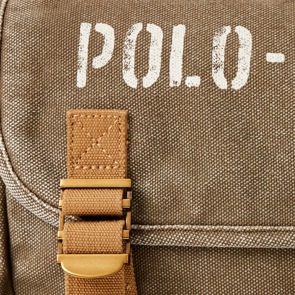 Olive Washed Canvas Messenger Bag Polo Ralph Lauren 5