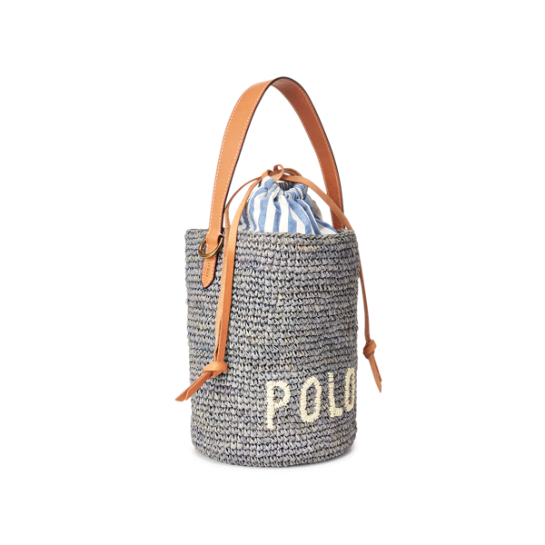 Chambray Raffia Mini Bucket Bag Polo Ralph Lauren 2