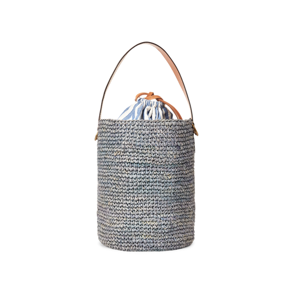 Chambray Raffia Mini Bucket Bag Polo Ralph Lauren 3