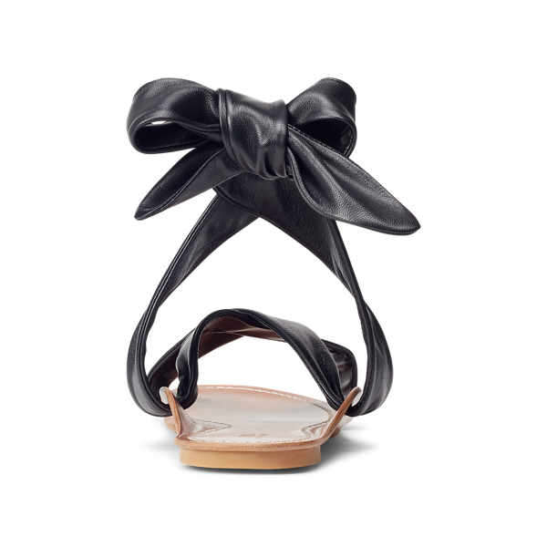 Black Leather Tie Sandal Polo Ralph Lauren 3