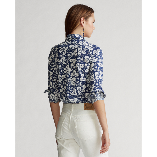 Blue/White Flower Floral Cotton Oxford Shirt Polo Ralph Lauren 4