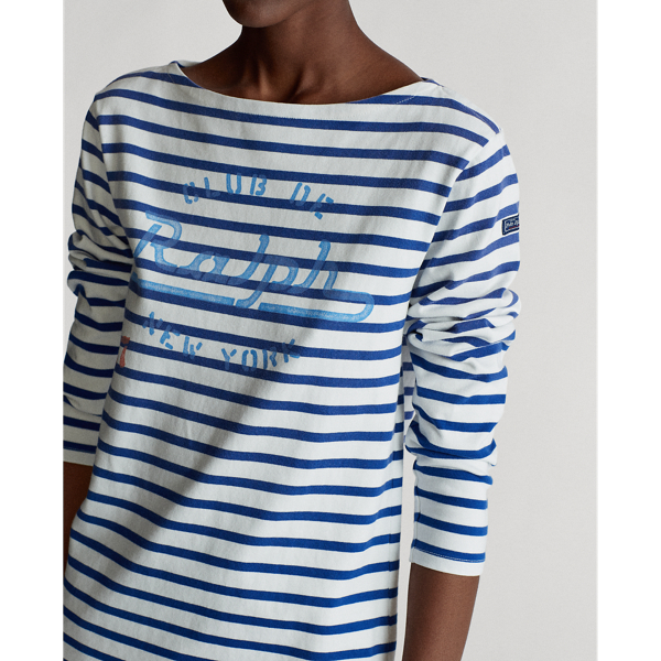 Deckwash White/Sapphire Striped Boatneck Dress Polo Ralph Lauren 7