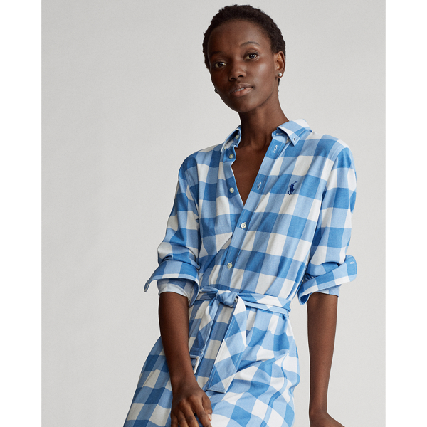 Blue/White Gingham Cotton Shirtdress Polo Ralph Lauren 4