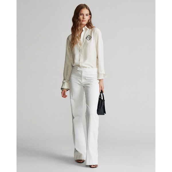 Trophy Cream Silk Broadcloth Shirt Polo Ralph Lauren 3