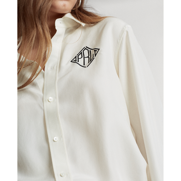 Trophy Cream Silk Broadcloth Shirt Polo Ralph Lauren 5