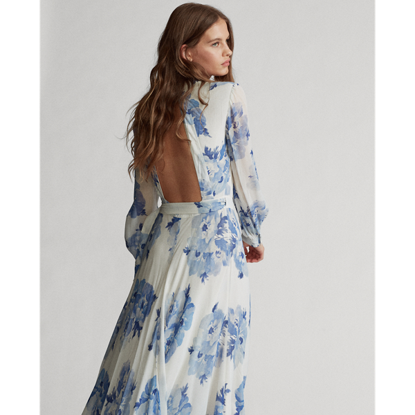 Painted Blossom Floral Georgette Wrap Dress Polo Ralph Lauren 3