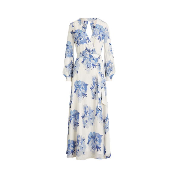 Painted Blossom Floral Georgette Wrap Dress Polo Ralph Lauren 2
