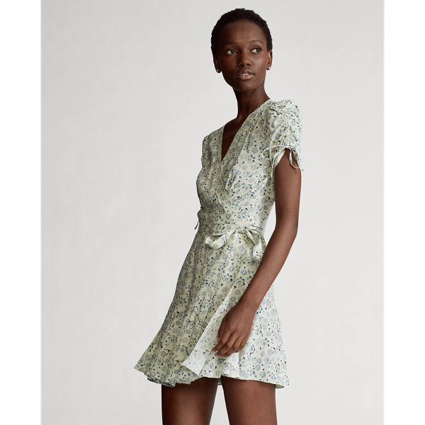White/Blue Floral Floral-Print Wrap Dress Polo Ralph Lauren 4