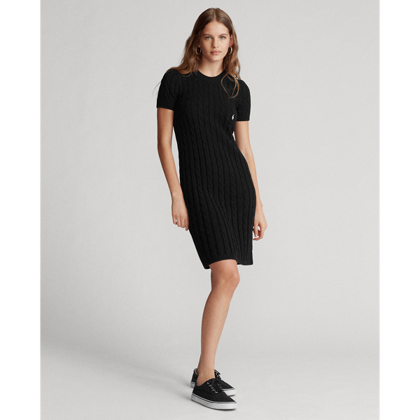 Black Cable-Knit Cotton Dress Polo Ralph Lauren 4