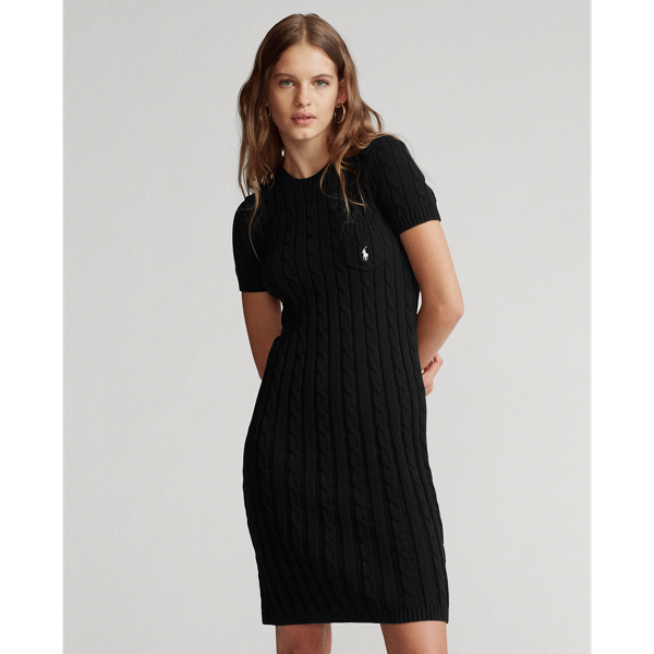 Black cable knit dress online