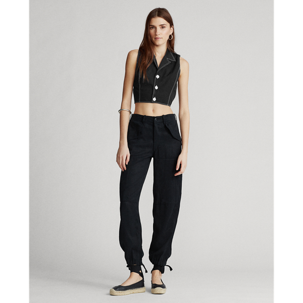 Black Cropped Sleeveless Shirt Polo Ralph Lauren 3