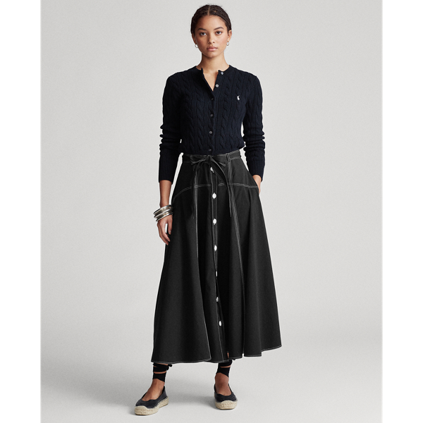 Black Broadcloth A-Line Skirt Polo Ralph Lauren 4