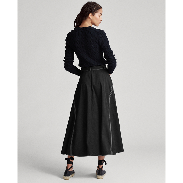 Black Broadcloth A-Line Skirt Polo Ralph Lauren 5