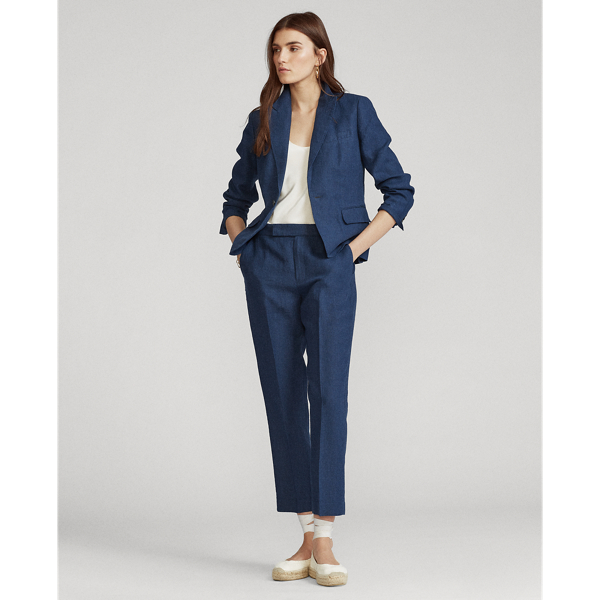 Linen Single-Button Blazer Polo Ralph Lauren in Newport Navy 4
