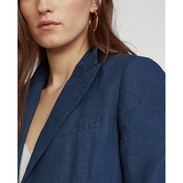 Linen Single-Button Blazer Polo Ralph Lauren in Newport Navy 5