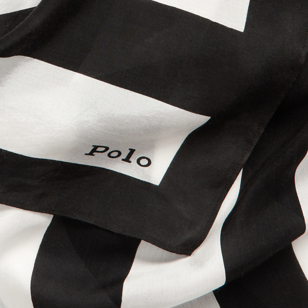 Black/Cream Striped Square Scarf Polo Ralph Lauren 3